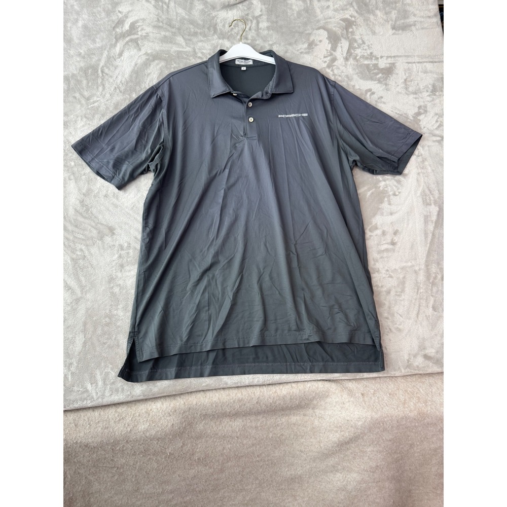 Peter Millar Summer Comfort Porsche Polo Shirt Mens XL Gray Short Sleeve Stretch